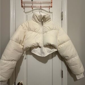 Aloyoga Main Act Corset Puffer - Ivory/Ivory